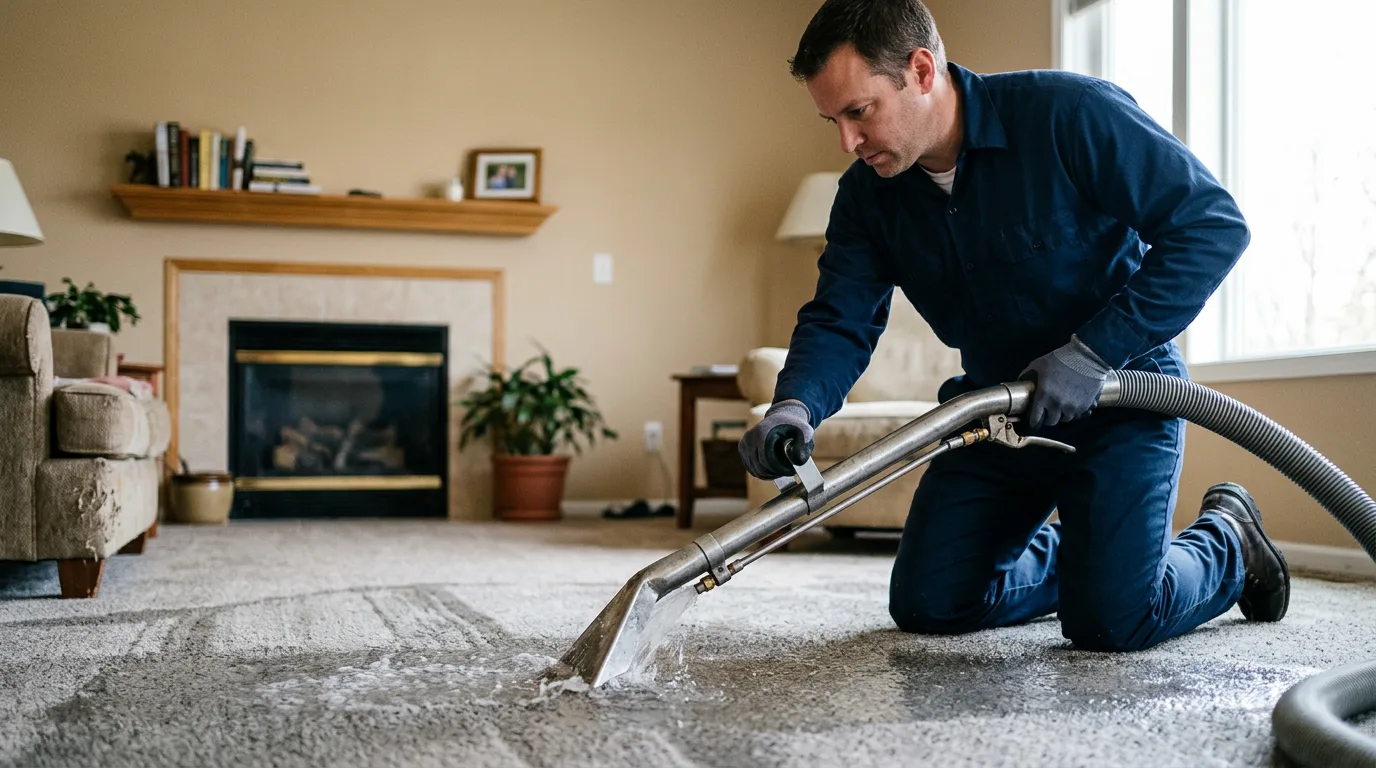 Water damage restoration technician working near Mendota, CA